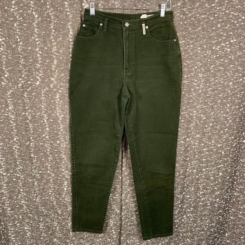 Vintage Sasson Green Denim Jeans High Rise Tapered Leg Retro Women's 11/12